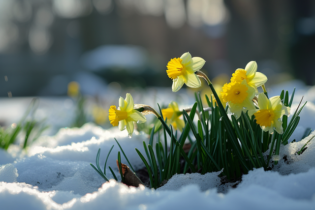 Free ai generated daffodils snow illustration