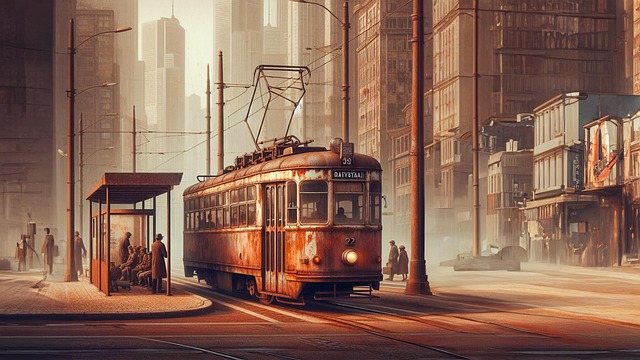 Free tram rusted disintegration illustration