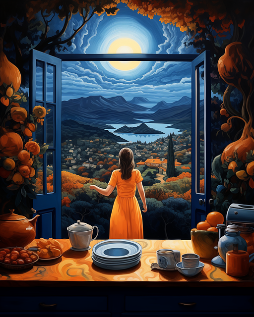Arte, Garota, Laranja, Pintura, Fantasia