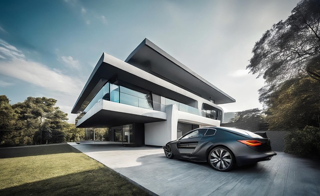 Free ai generated luxury villa architecture illustration