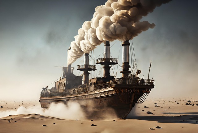 Steampunk, Zukunft, Schiff, Qualm, Dampf