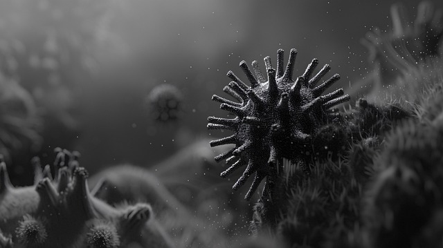 Free virus electron microscope cell illustration