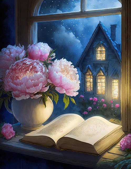 Free poppies flowers window illustration