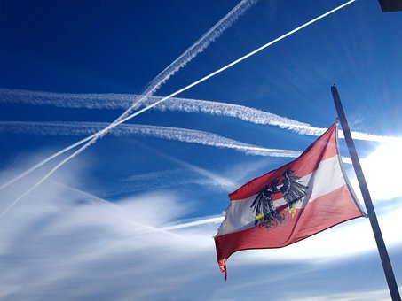 Austria, Steag, Cer, Albastru, Stema