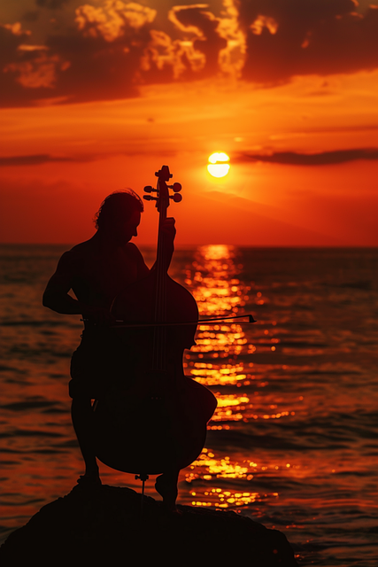 Free evening man sea illustration