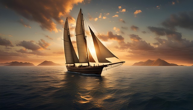 Free ai generated sailboat sunset illustration