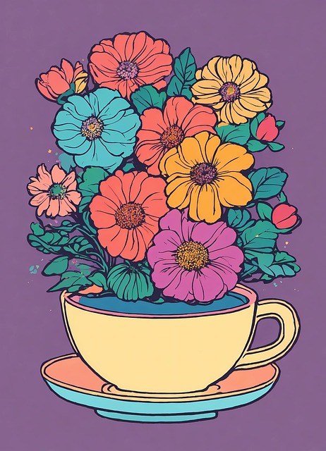 Taza, Flores, Linda, Taza Para Té