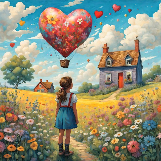 Free ai generated girl flowers illustration