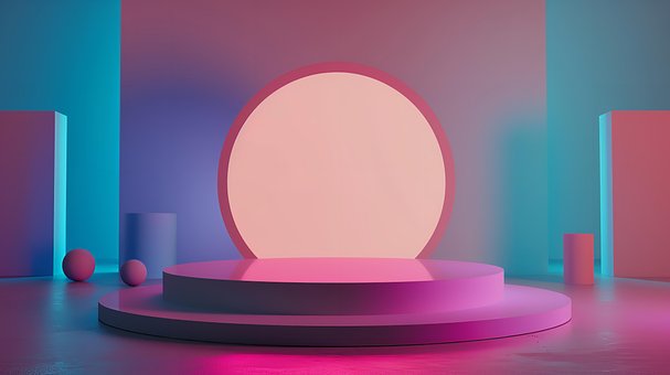 Pódio, Estágio, Fundo, Forma Geométrica