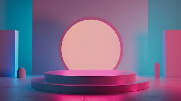 Pódio, Estágio, Fundo, Forma Geométrica