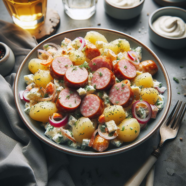Free sausage dish roasted potatoes meal illustration