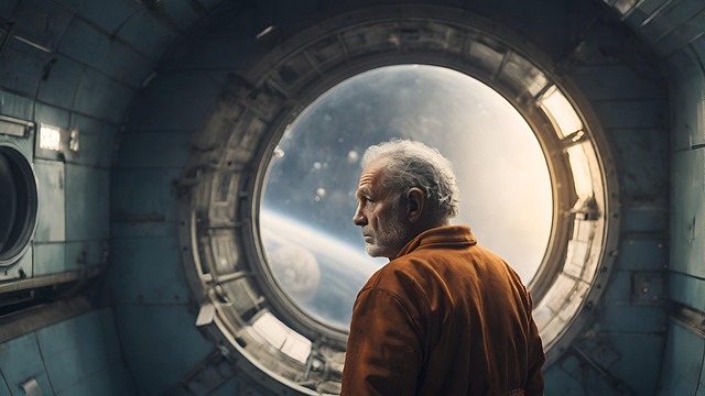 Free space station man illustration