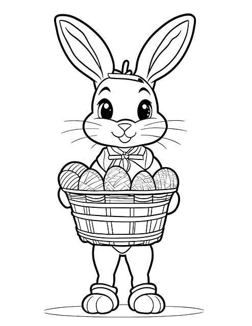 Free ai generated easter bunny egg basket illustration