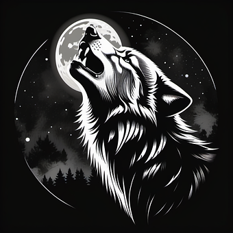 Lobo, Aullido, Luna, Logo, Diseño