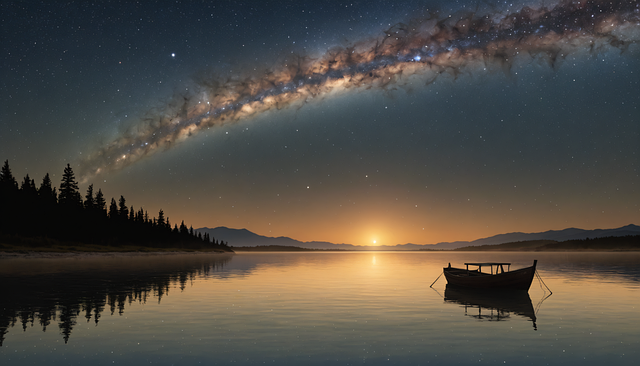 Free milky way serene beach scene illustration