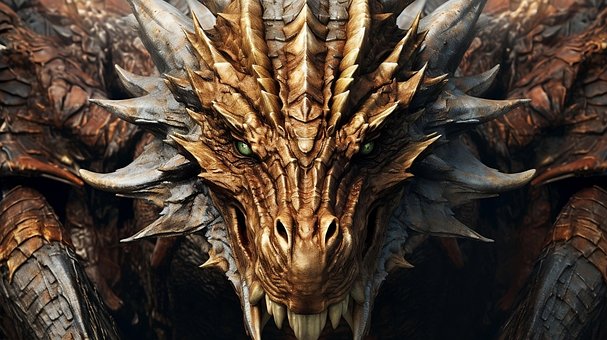Ai Generiert, Drachen, Augen, Reißzähne