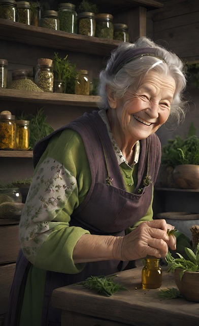Free portrait granny herbs illustration