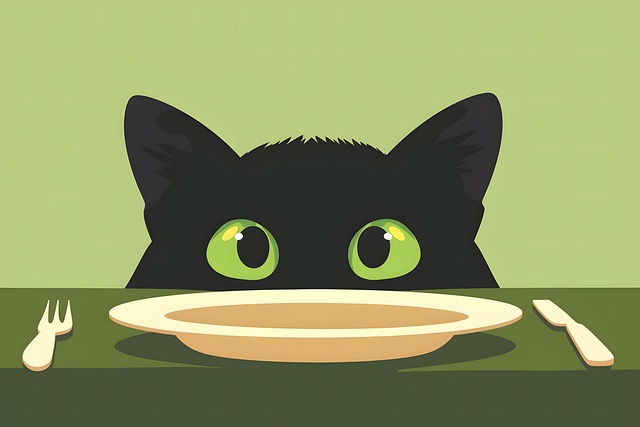 Free cat table plate illustration