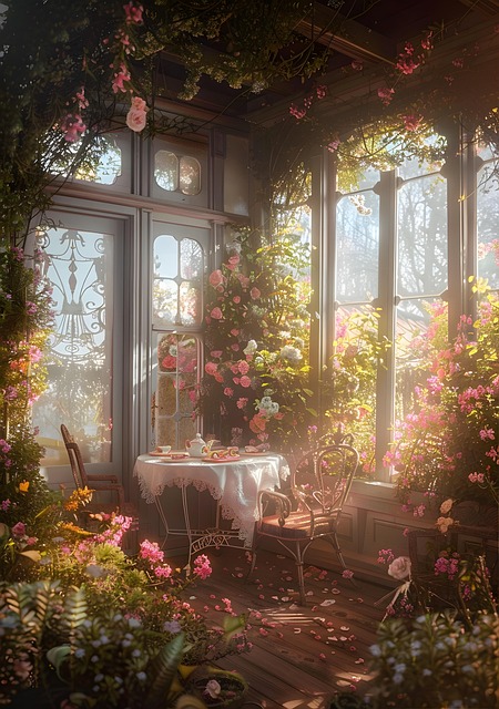 Free ai generated garden morning illustration