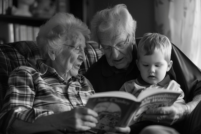Free grandparents grandson family illustration
