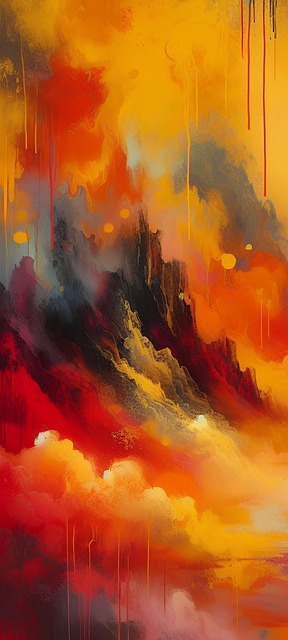 Free modern painting mountain acrylic colors illustration