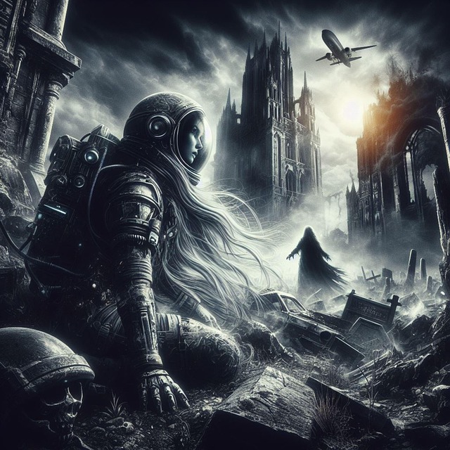 Free ai generated ruins war illustration