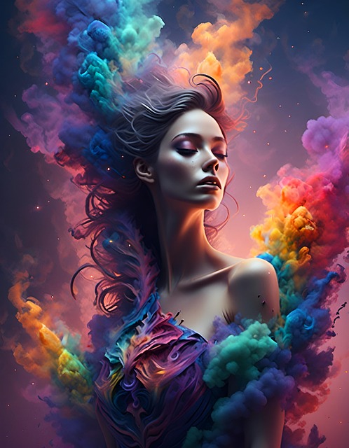Free ai generated woman smoke illustration