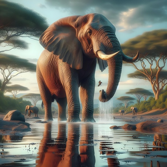 Free ai generated elephant thirst illustration