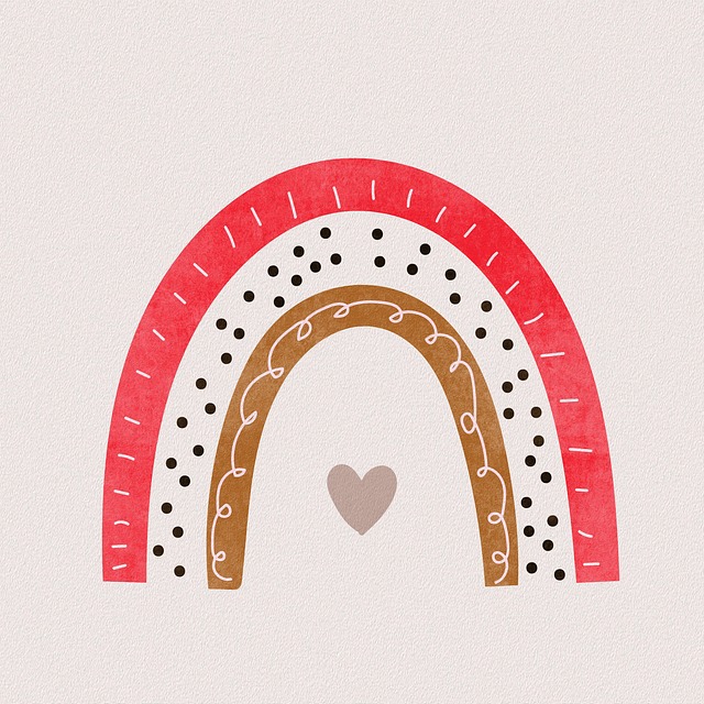 Free rainbow heart love illustration