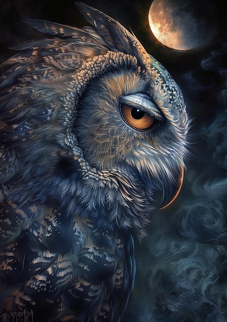 Free ai generated owl night illustration