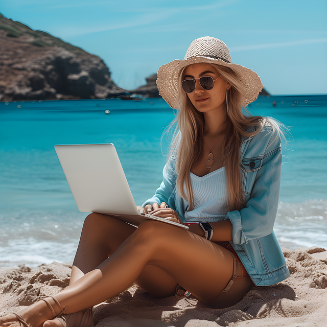 Free ai generated beach woman illustration