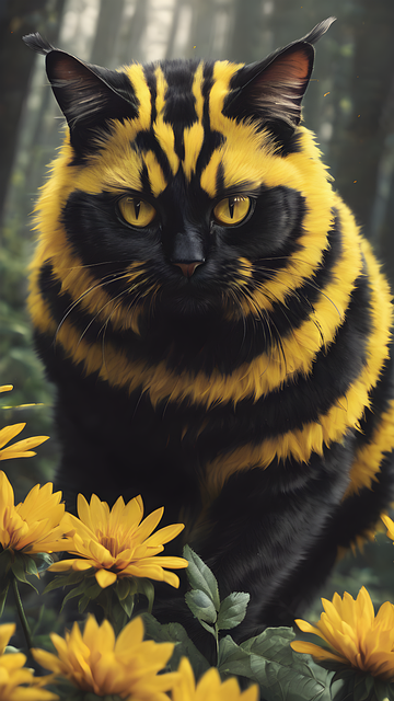 Free ai generated cat bumblebee illustration