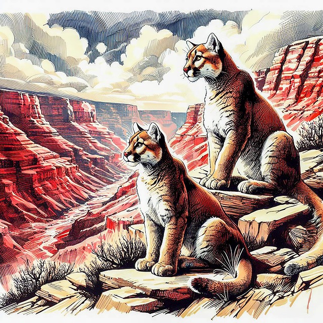 Free ai generated cougar nature illustration