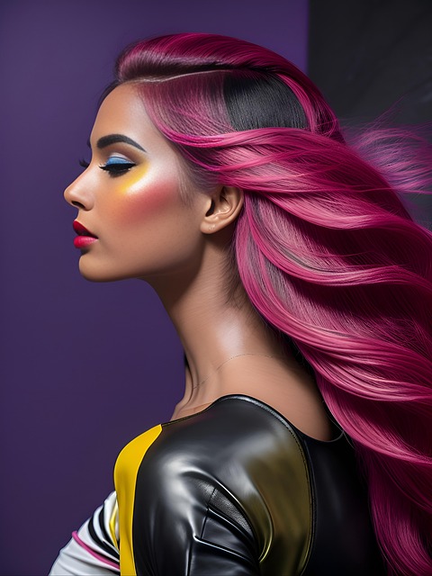 Free ai generated woman purple hair illustration