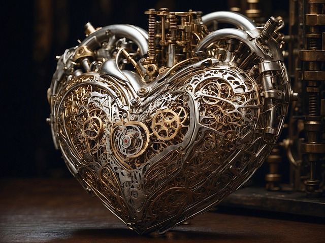Free ai generated heart steampunk illustration