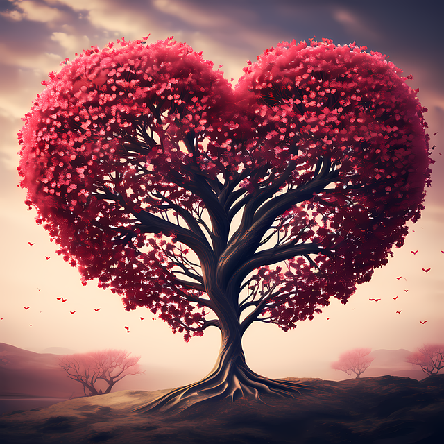 Free ai generated heart tree illustration