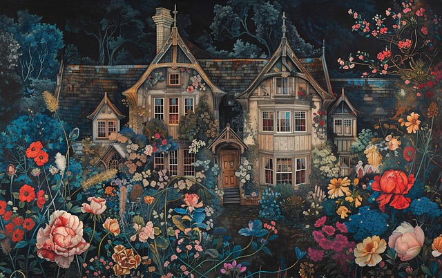 Free ai generated mansion moonlight illustration