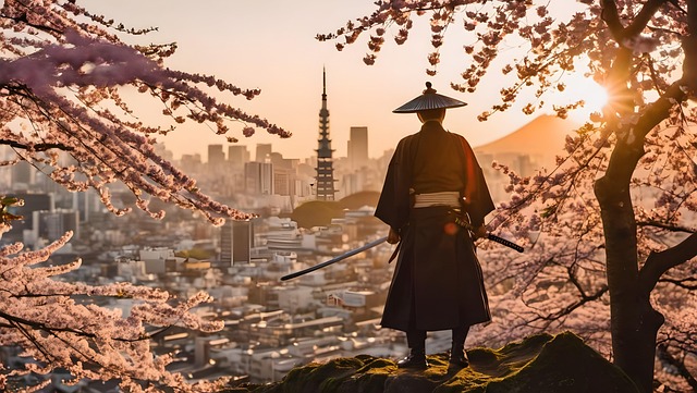 Download free HD stock image of Ai Generated Samurai Free ai generated samurai city illustration