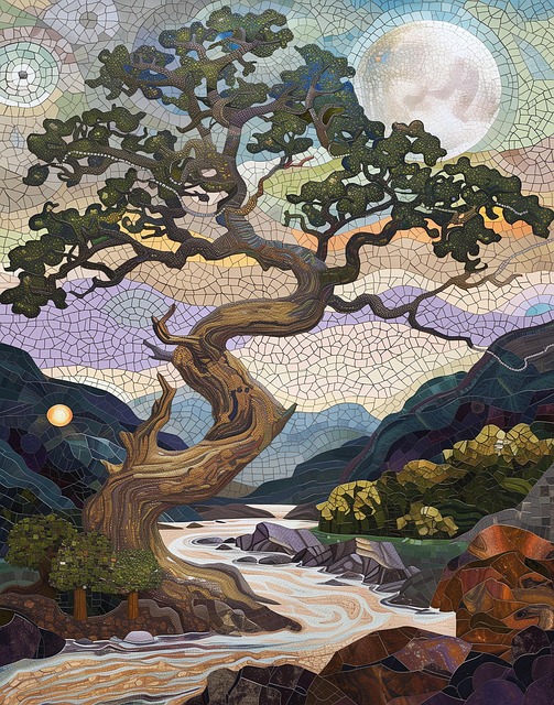 Download free HD stock image of Ai Generated Mosaic Free ai generated mosaic tree illustration