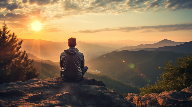 Free ai generated man sunset illustration