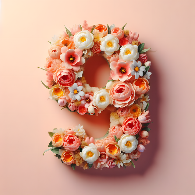 Free ai generated number flowers illustration