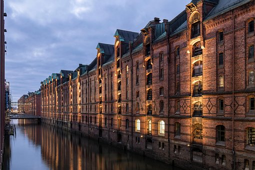 Gebouw, Stad, Kanaal, Centrum, Hamburg