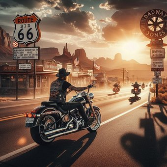 Ai Genereret, Motorcykel, Cyklist, Vej