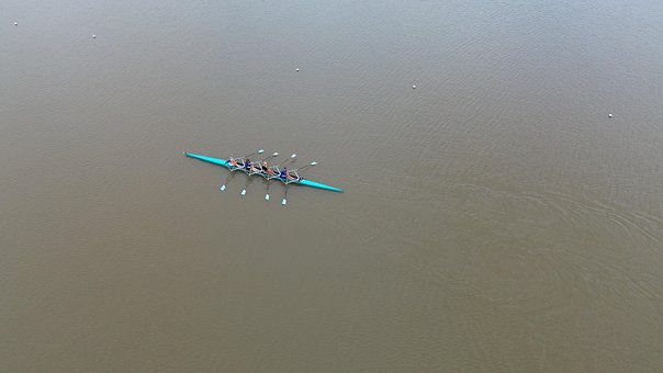 Båd, Roning, Sport, Sø, Antenne, Drone