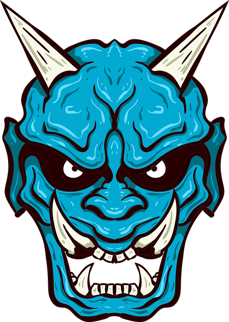 Free demon hannya mask vector