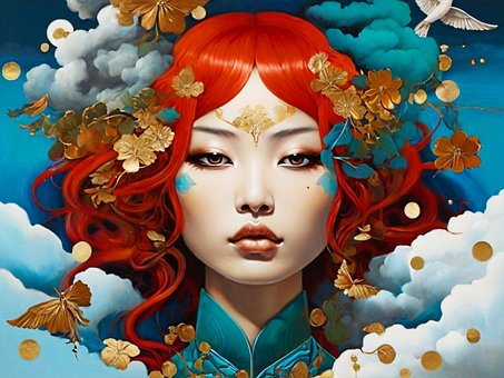 Mulher, Ruiva, Nuvem, Imaginário