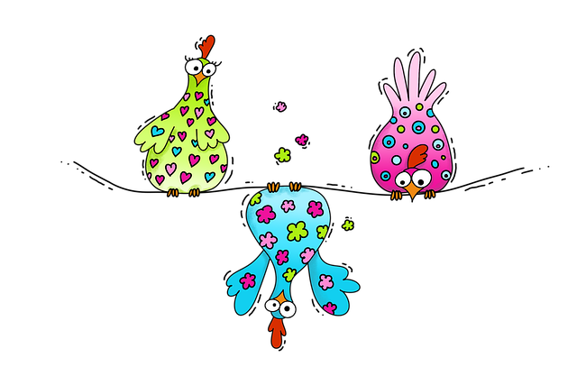 Free chickens birds funny illustration