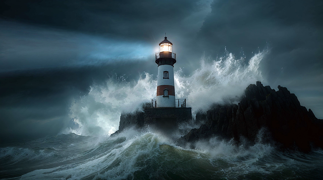 Free ai generated lighthouse sea illustration