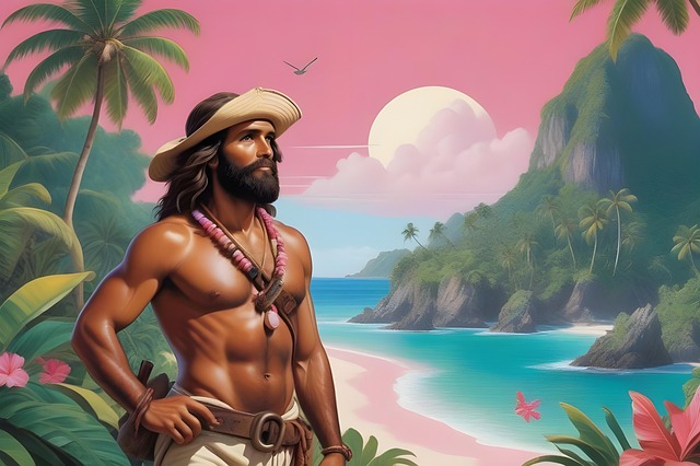 Free ai generated robinson crusoe shipwrecked illustration
