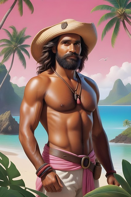 Free ai generated robinson crusoe shipwrecked illustration